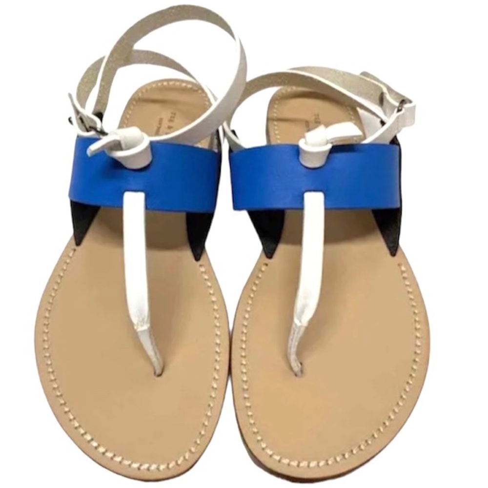 Rag & Bone Sigrid  Leather Ankle Wrap Flat Thong Open Toe Sandals Size 5
